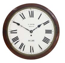 A Mahogany Wall Timepiece, signed R.Jagger, Medlock St, Hulme, circa 1850, case with side and bottom