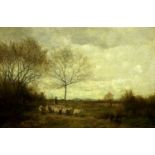 Attributed to Richard Gay Somerset (1848-1928) Shepherd droving his flock Signed, oil on canvas,