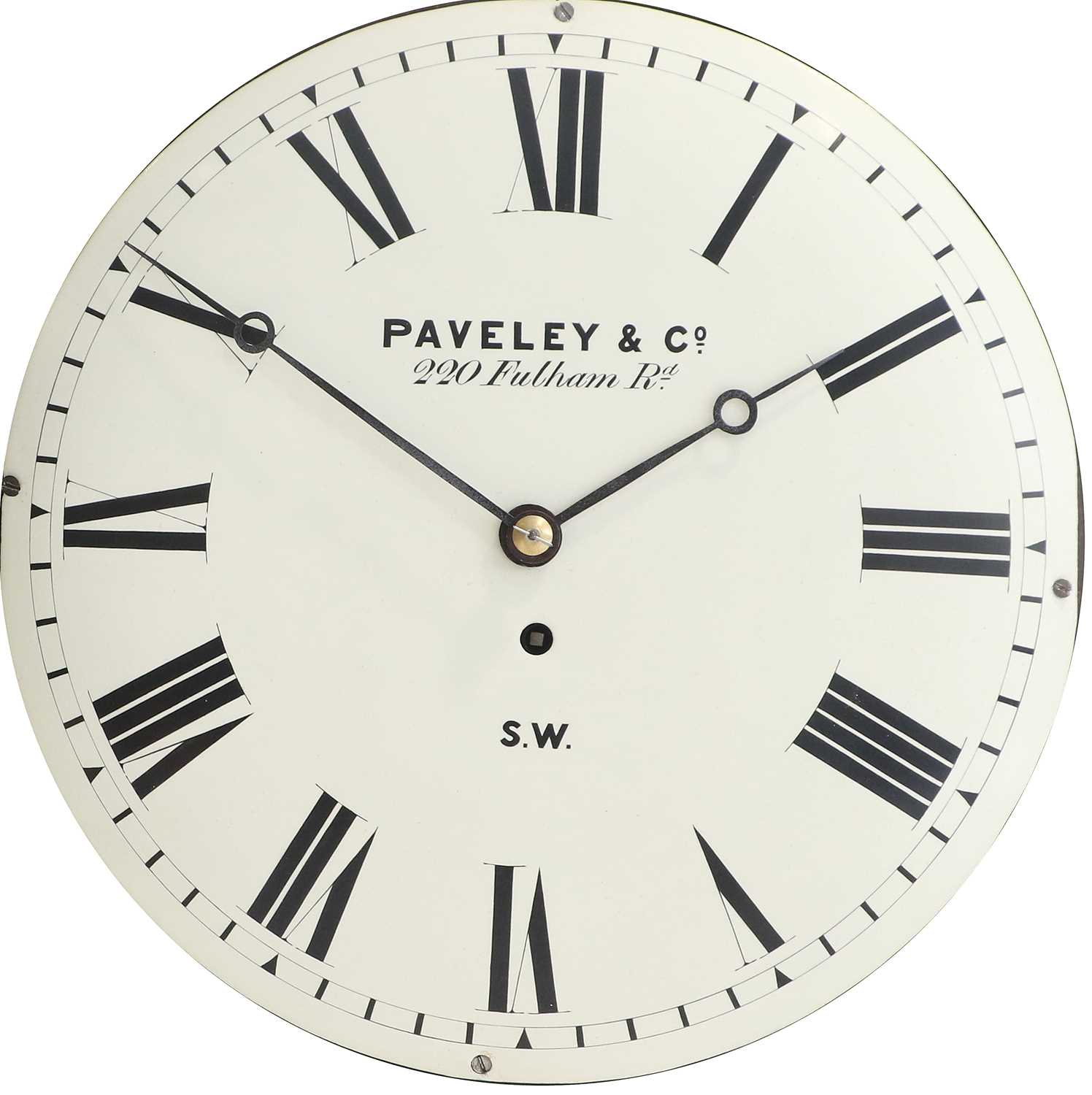 A Mahogany Wall Timepiece, signed Paveley & Co, 220 Fulham Rd, S.W, circa 1860, case with side and - Image 5 of 6
