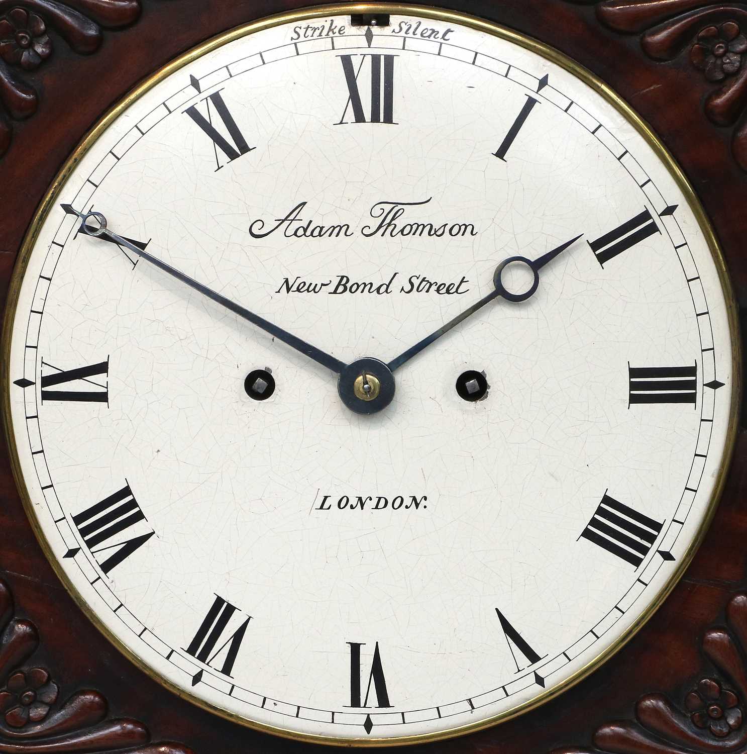 A Mahogany Striking Table Clock, signed Adam Thomson, New Bond Street, London, circa 1840, fish - Image 3 of 4