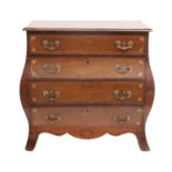 A Late 18th Century Dutch Mahogany, Satinwood-Banded and Marquetry-Decorated Bombé Chest, the