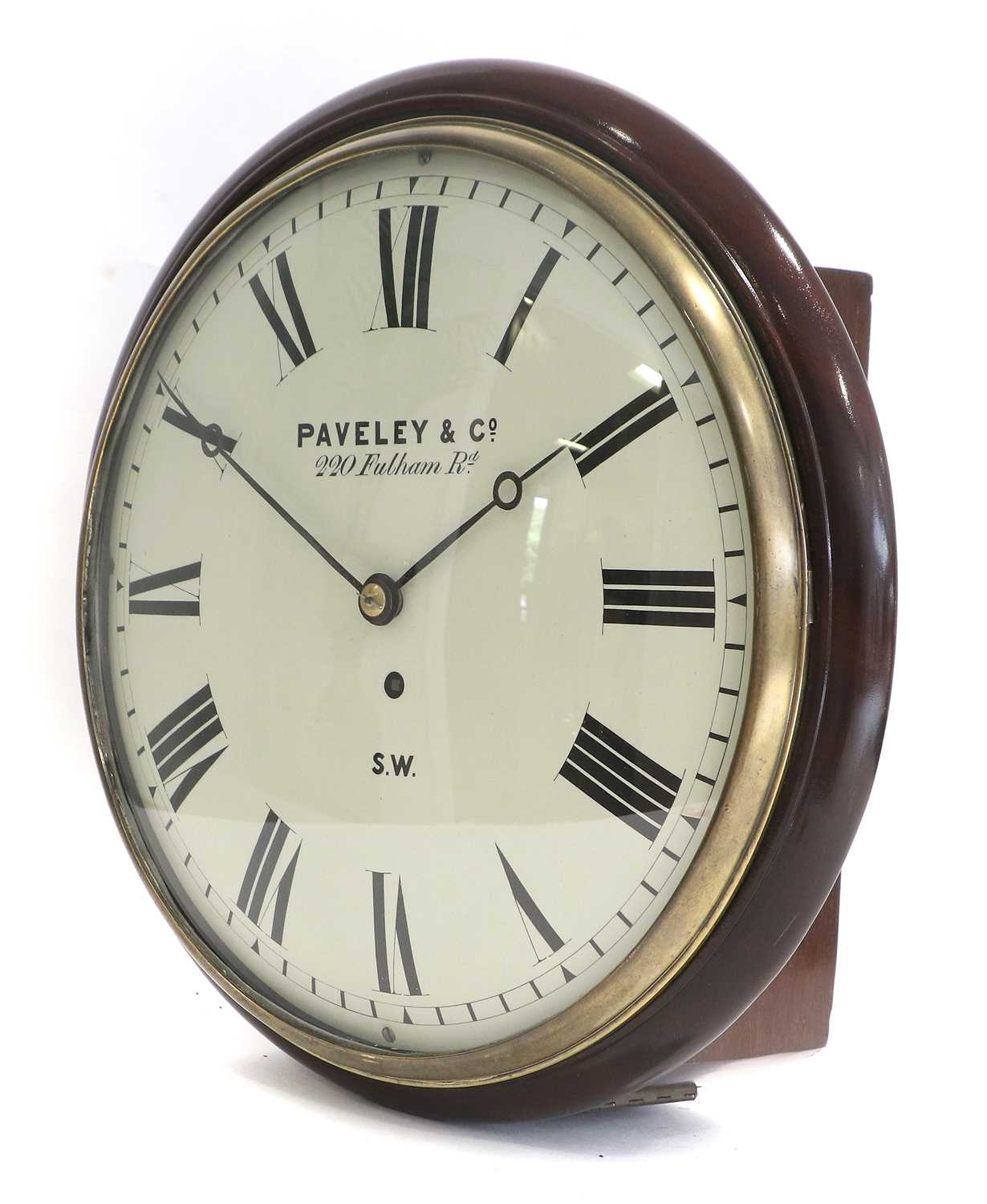 A Mahogany Wall Timepiece, signed Paveley & Co, 220 Fulham Rd, S.W, circa 1860, case with side and - Image 2 of 6