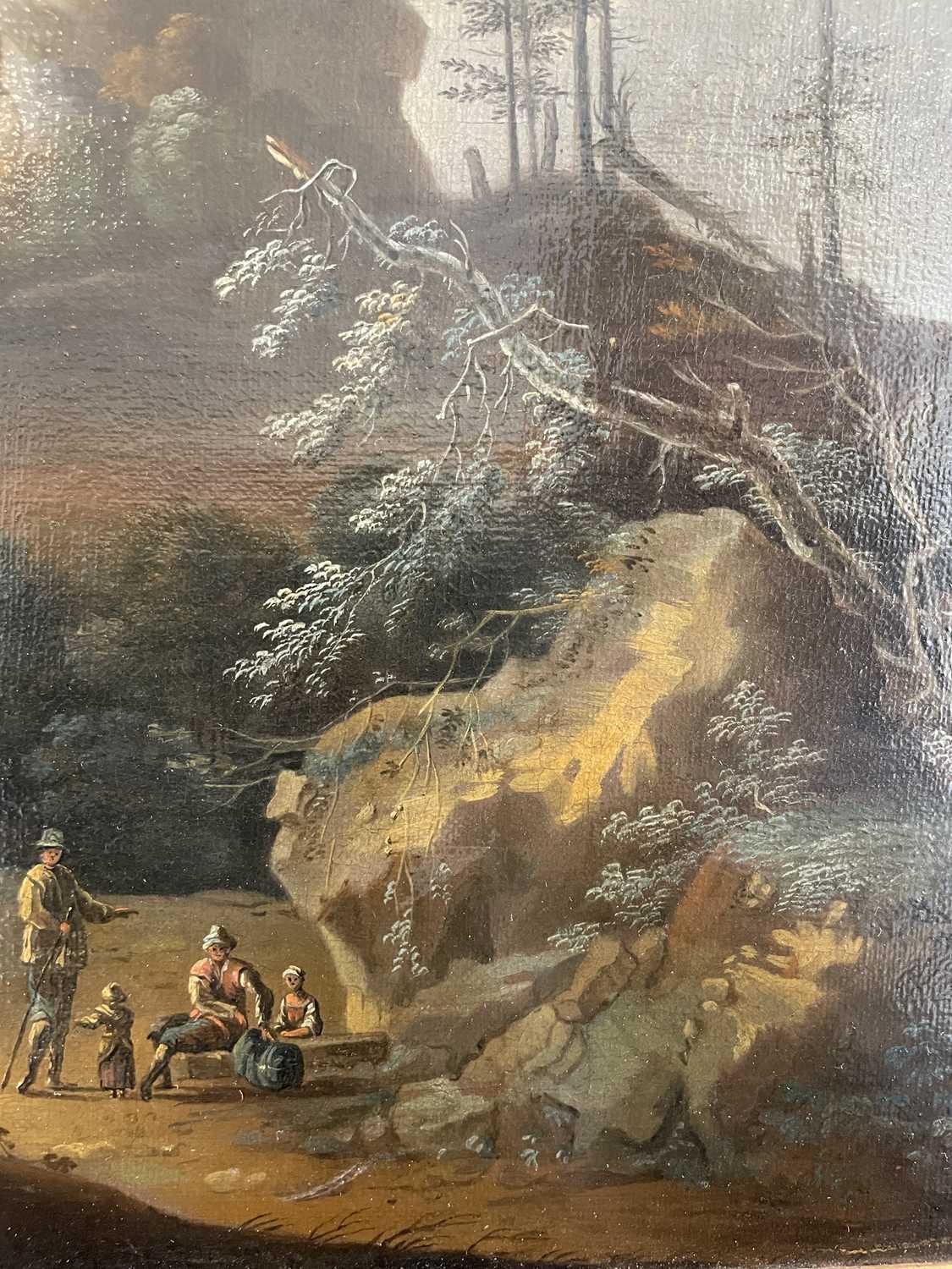 Follower of Johann Christian Vollerdt (18th Century) German Rhineland landscape with figures on a - Image 12 of 25