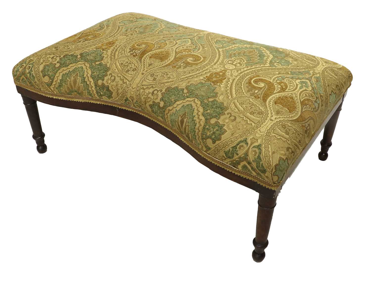 A Late George III Mahogany-Framed Serpentine-Shape Footstool, early 19th century, recovered in - Image 2 of 2