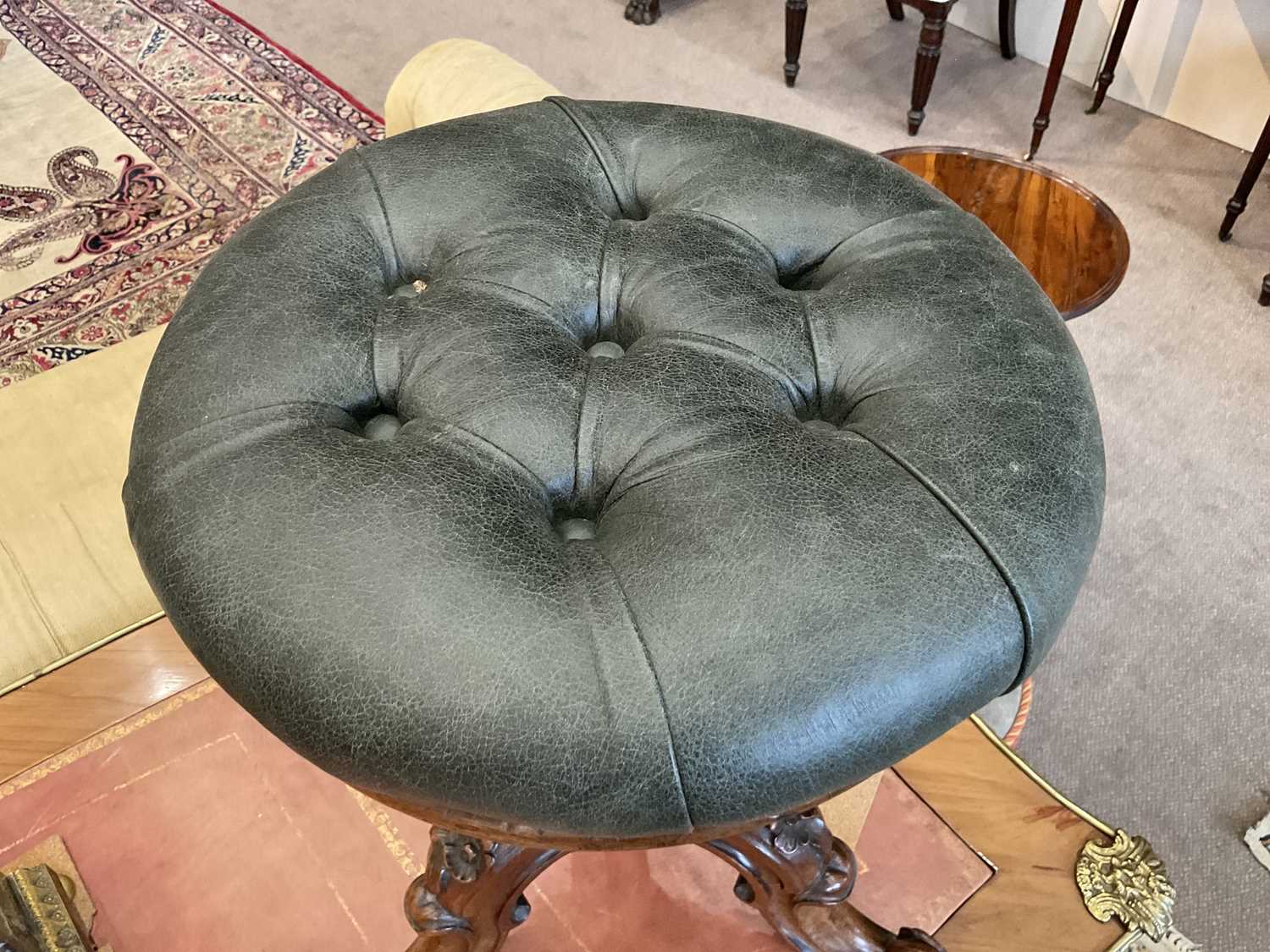 A Victorian Carved Rosewood Revolving Piano Stool, by Robert Strahan, Dublin, stamped and numbered - Bild 3 aus 6