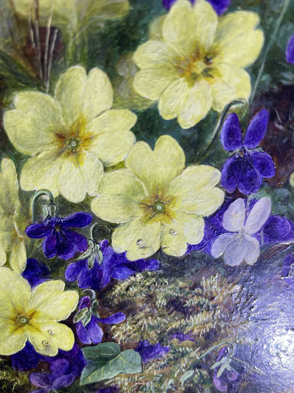 Albert Durer Lucas (1828-1918) Still life of Primroses and Violets on a mossy bank Signed and - Image 8 of 17