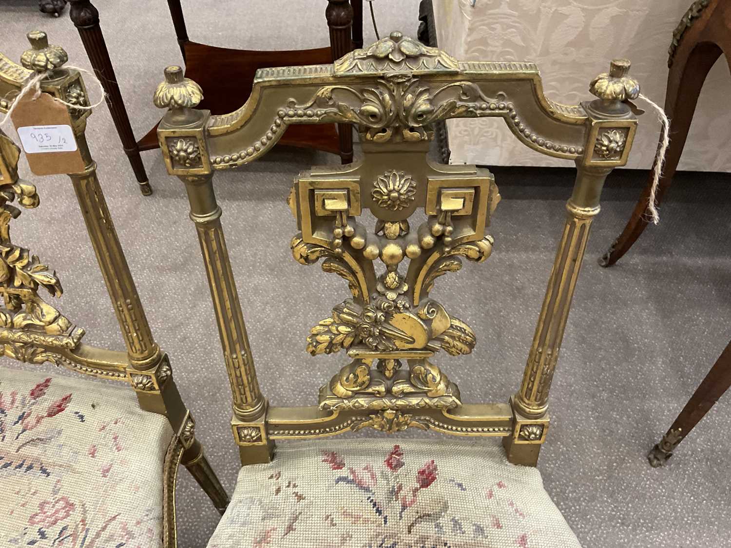 A Pair of Late 19th Century Giltwood Side Chairs, labelled Le Garde Meuble Public, Bedel & Co, - Image 4 of 8