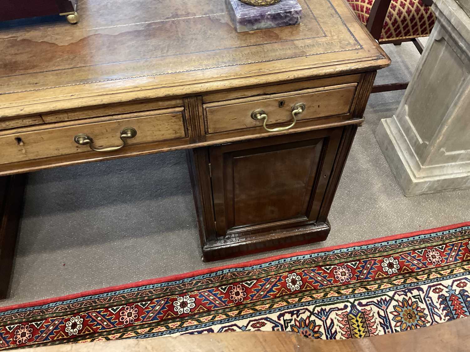 A Late George III Mahogany Double Pedestal Partners' Desk, early 19th century, the rectangular - Image 8 of 9