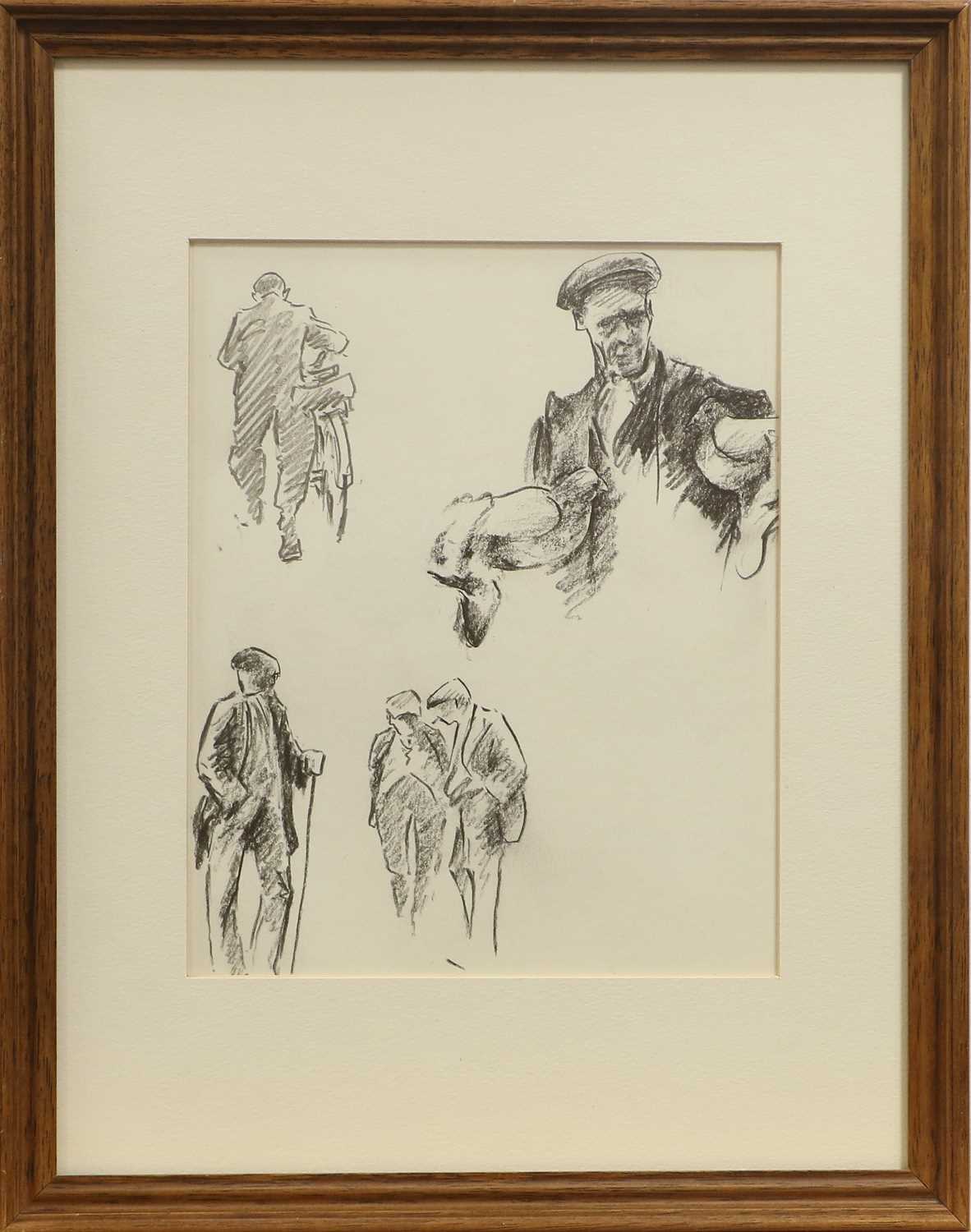 Brian Irving (1931-2013) "Dalesman kalling" Charcoal, together with a further charcoal sketch by the - Image 5 of 6