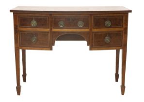 A George III Mahogany and Boxwood-Strung Bowfront Sideboard, of attractive proportions, with four