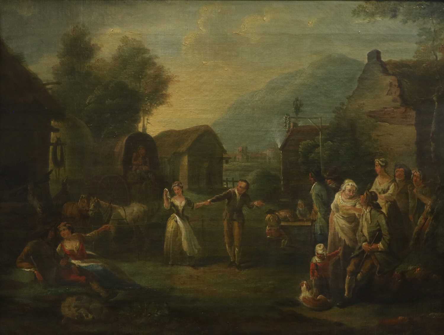 Follower of Thomas Ross (18th Century) The Betrothal Oil on canvas, 44cm by 59cm