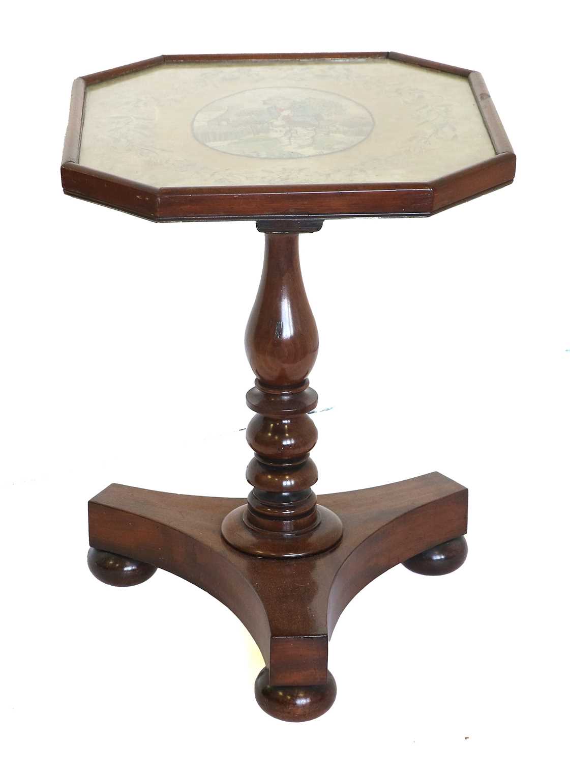 A Pair of Victorian Tripod Tables, the associated octagonal glazed tops enclosing silk floral - Image 3 of 5