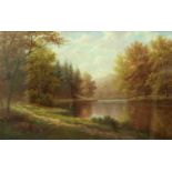 William Mellor (1851-1931) "On the Nidd, Bilton Woods, Nr. Knaresbro, Yorkshire" Signed, oil on