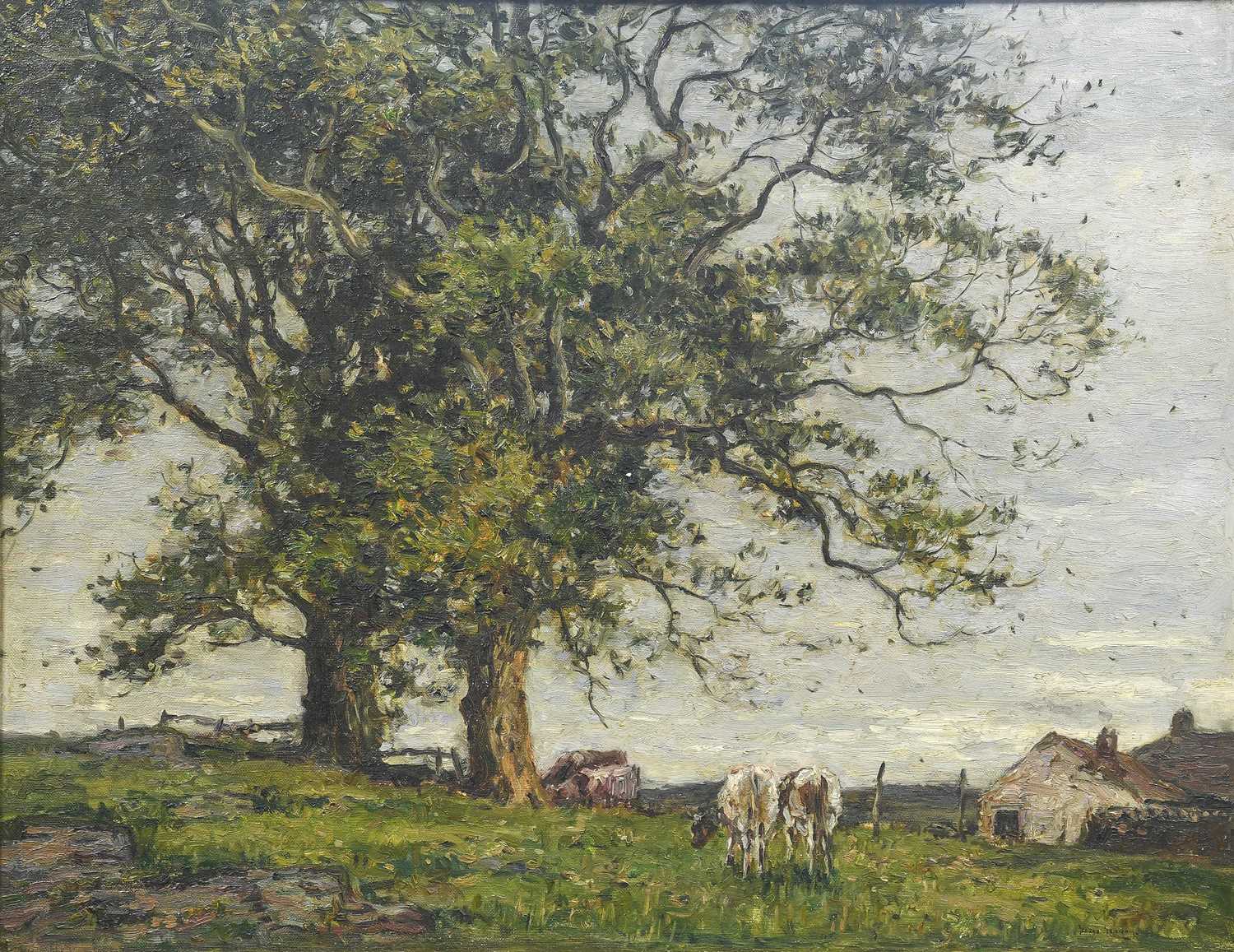 George Graham RSW, RI, ROI (resigned) RBA (1881-1949) Cattle in Wensleydale Signed, oil on canvas,