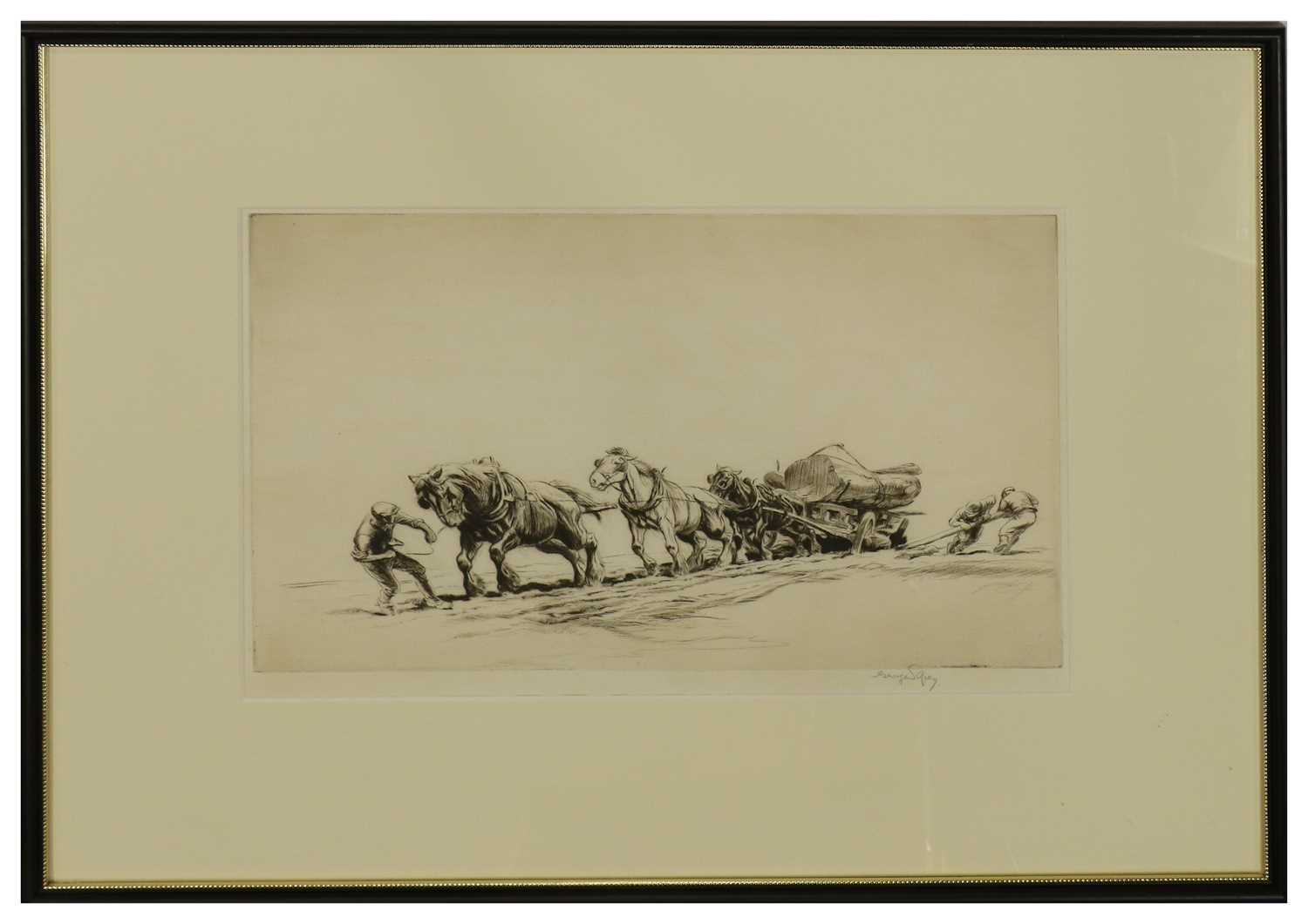 George Soper RE (1870-1942) Loading the cart in Winter Signed in pencil, black and white etching, - Bild 5 aus 27