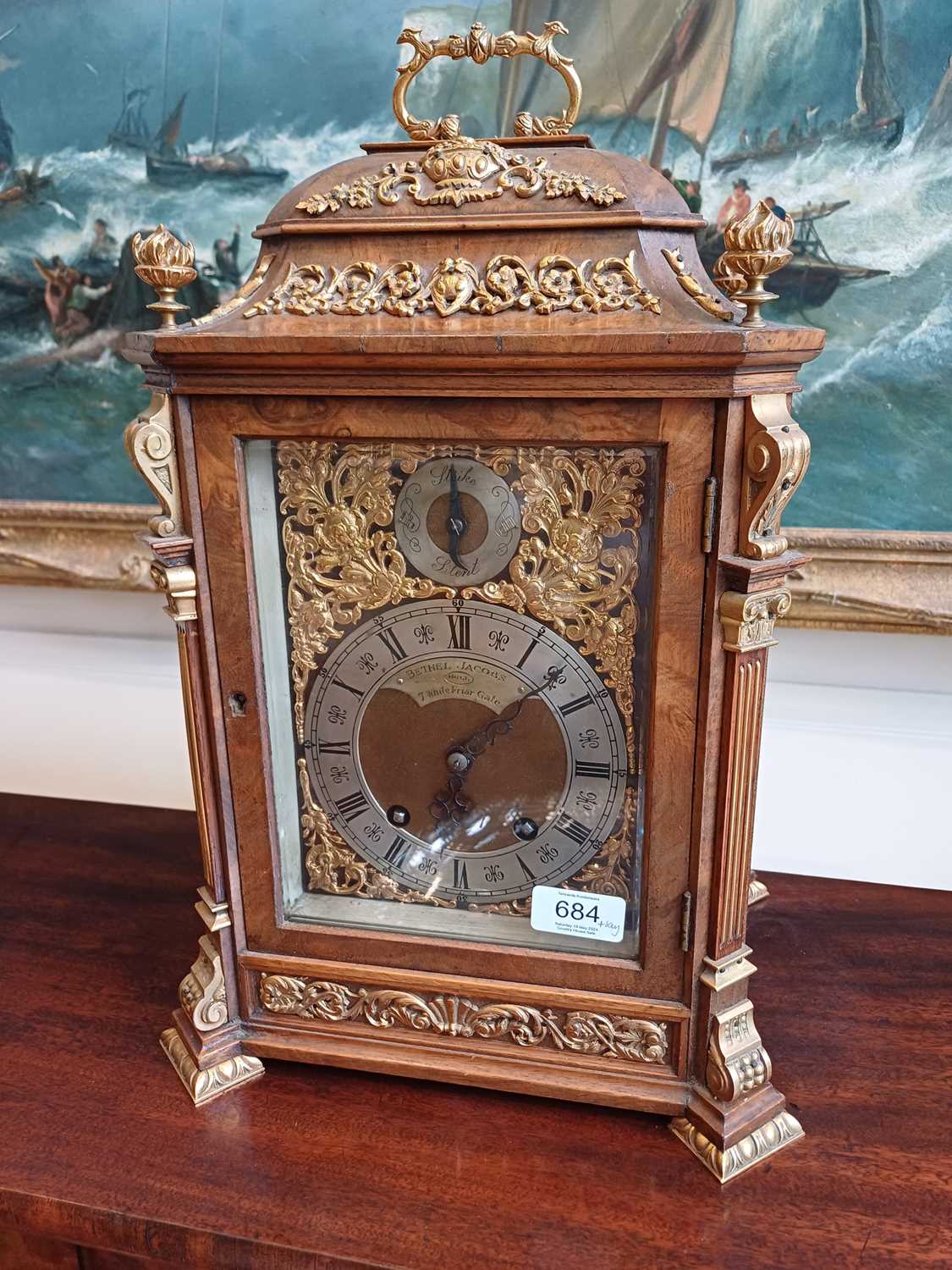 A Walnut Quarter Striking Table Clock, signed Bethel Jacobs, Hull, 7 White Friar Gate, circa 1890, - Image 15 of 16
