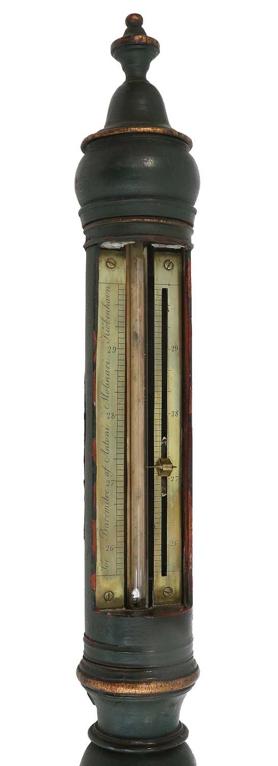 A "Ships" Type Stick Barometer, signed Antoni Molinari Kiobenhavn, 19th Century, green and gilt - Image 2 of 2