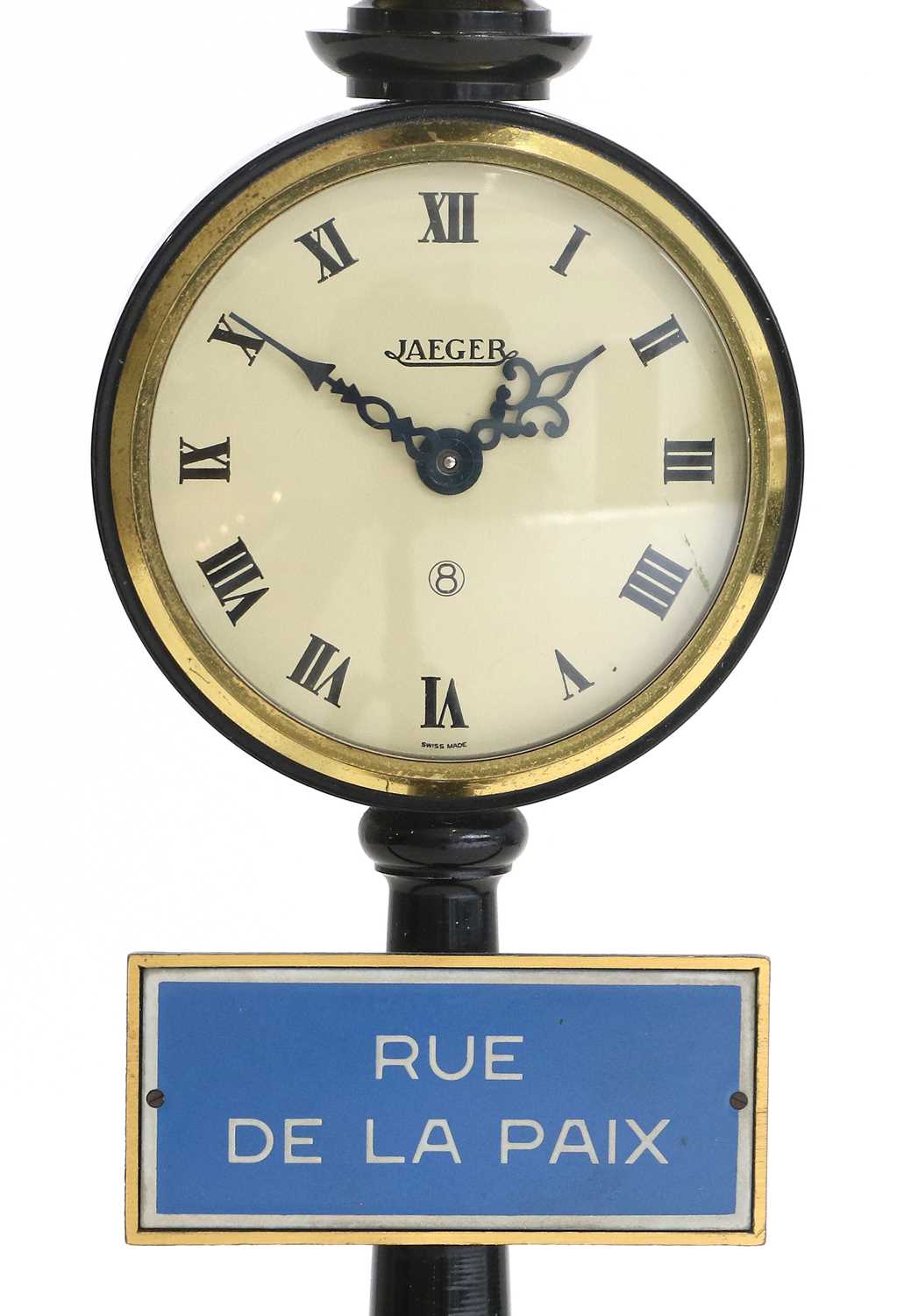 A Novelty Lamp Post Form "Rue De La Paix" Desk Timepiece, signed Jaeger, 1960's, lamp post form - Bild 3 aus 3