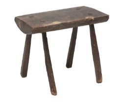 A Rustic Oak Table, late 18th/early 19th century, of pegged construction, the rectangular top on