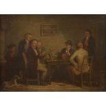 Circle of Thomas Webster RA (1800-1886) Reading the news Oil on canvas laid onto panel, 28.5cm by