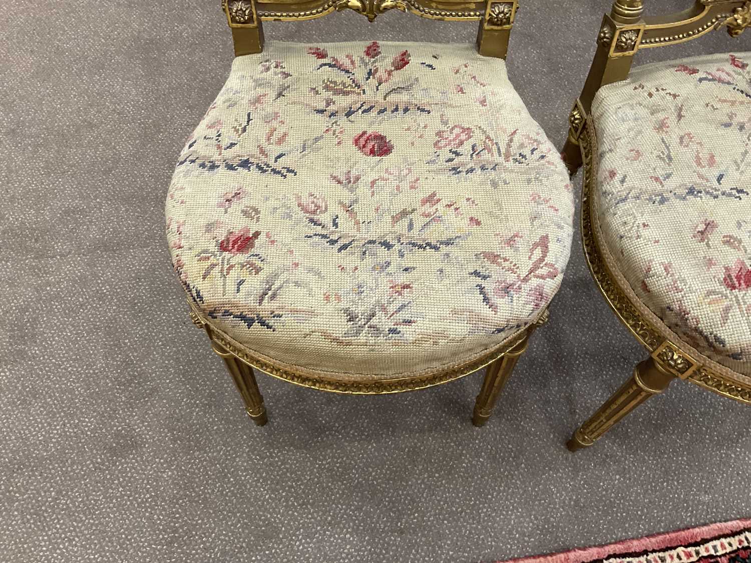 A Pair of Late 19th Century Giltwood Side Chairs, labelled Le Garde Meuble Public, Bedel & Co, - Image 2 of 8