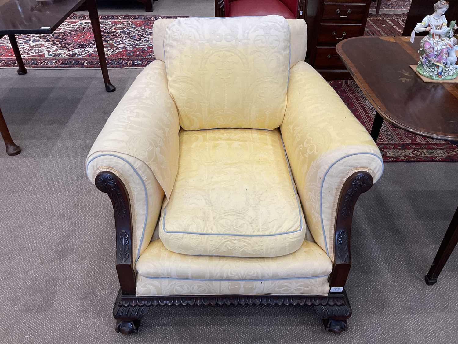 A Three Piece Suite Comprising a Pair of Early 20th Century Carved Mahogany Armchairs and a Three - Image 5 of 11