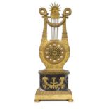 An Ormolu and Marble Striking Lyre Clock, signed David A Paris, 19th Century, lyre shaped