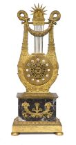 An Ormolu and Marble Striking Lyre Clock, signed David A Paris, 19th Century, lyre shaped