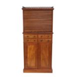 A Victorian Walnut Dentist's Cabinet, late 19th century, the pierced fretwork gallery above a