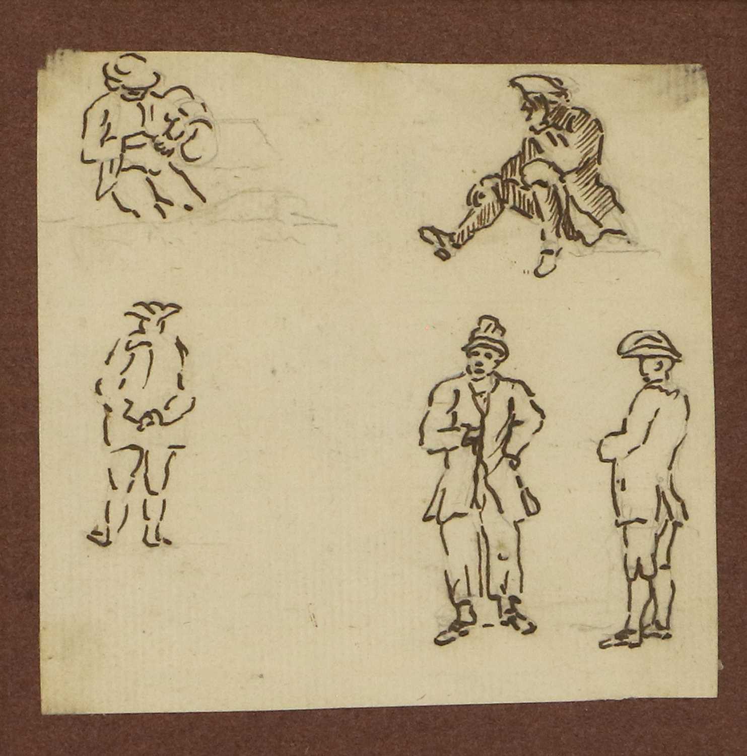 Circle of Hubert-François Gravelot (1699-1773) French Walking journeyman Monochromatic ink and wash, - Bild 8 aus 12