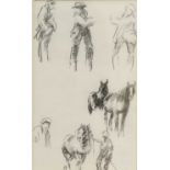 Brian Irving (1931-2013) Dalesmen and working horses, c.1960s Charcoal, together with a further