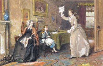 George Goodwin Kilburne RI, RBA (1839-1924) "The Welcome Letter" Signed and dated (18)76,