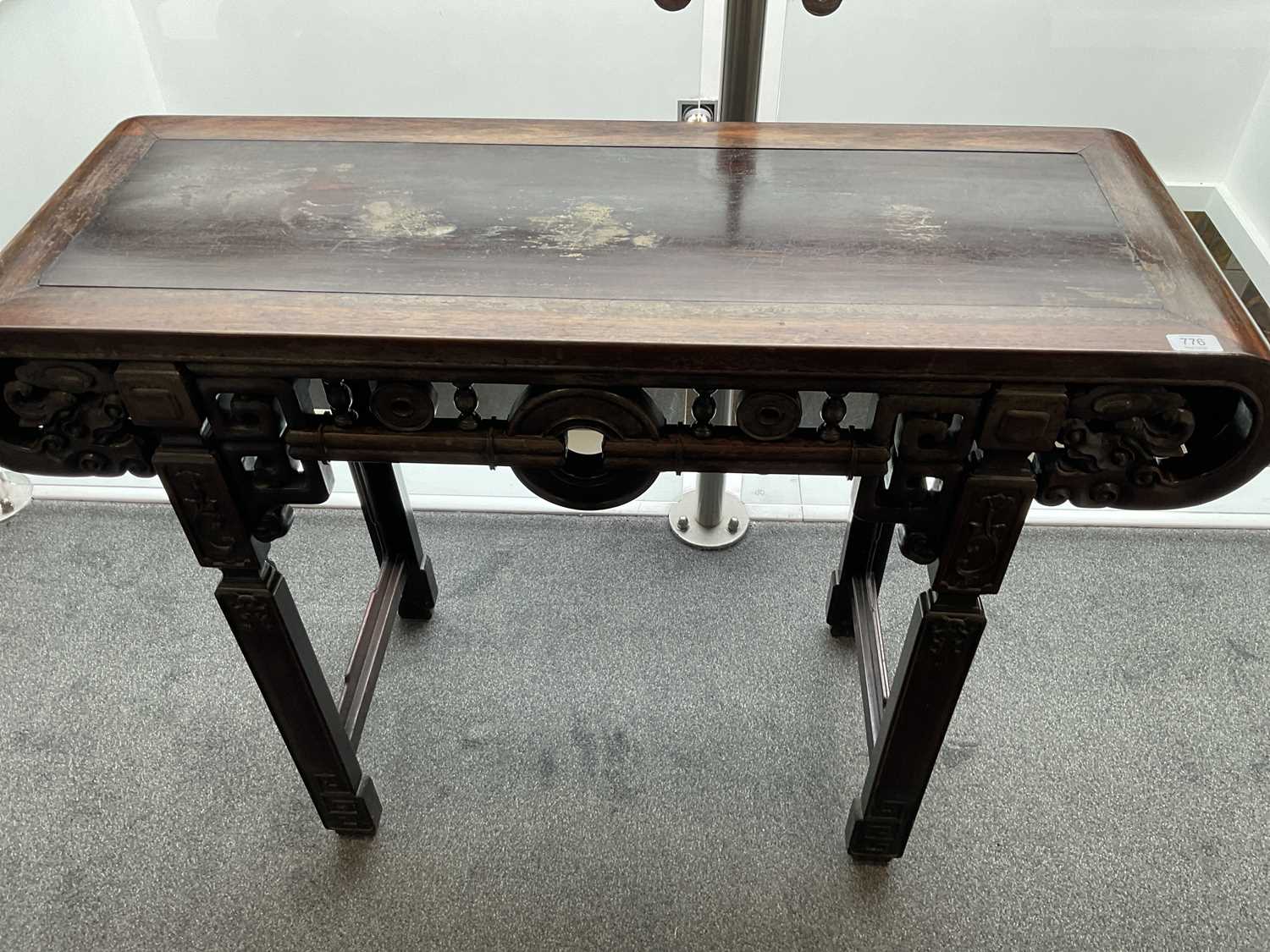 A Late 19th Century Chinese Hardwood Altar Table, of scrolled rectangular form, the moulded top - Image 4 of 7