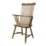 An Ash Comb-Back Windsor Armchair, late 18th/early 19th century, with traces of green paint, the