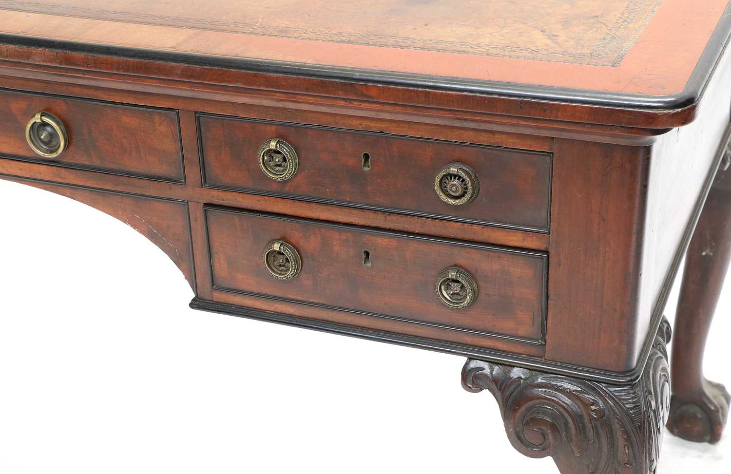 Holland & Sons: A Victorian Carved-Mahogany Library Writing Table, 2nd half 19th century, the - Image 5 of 6