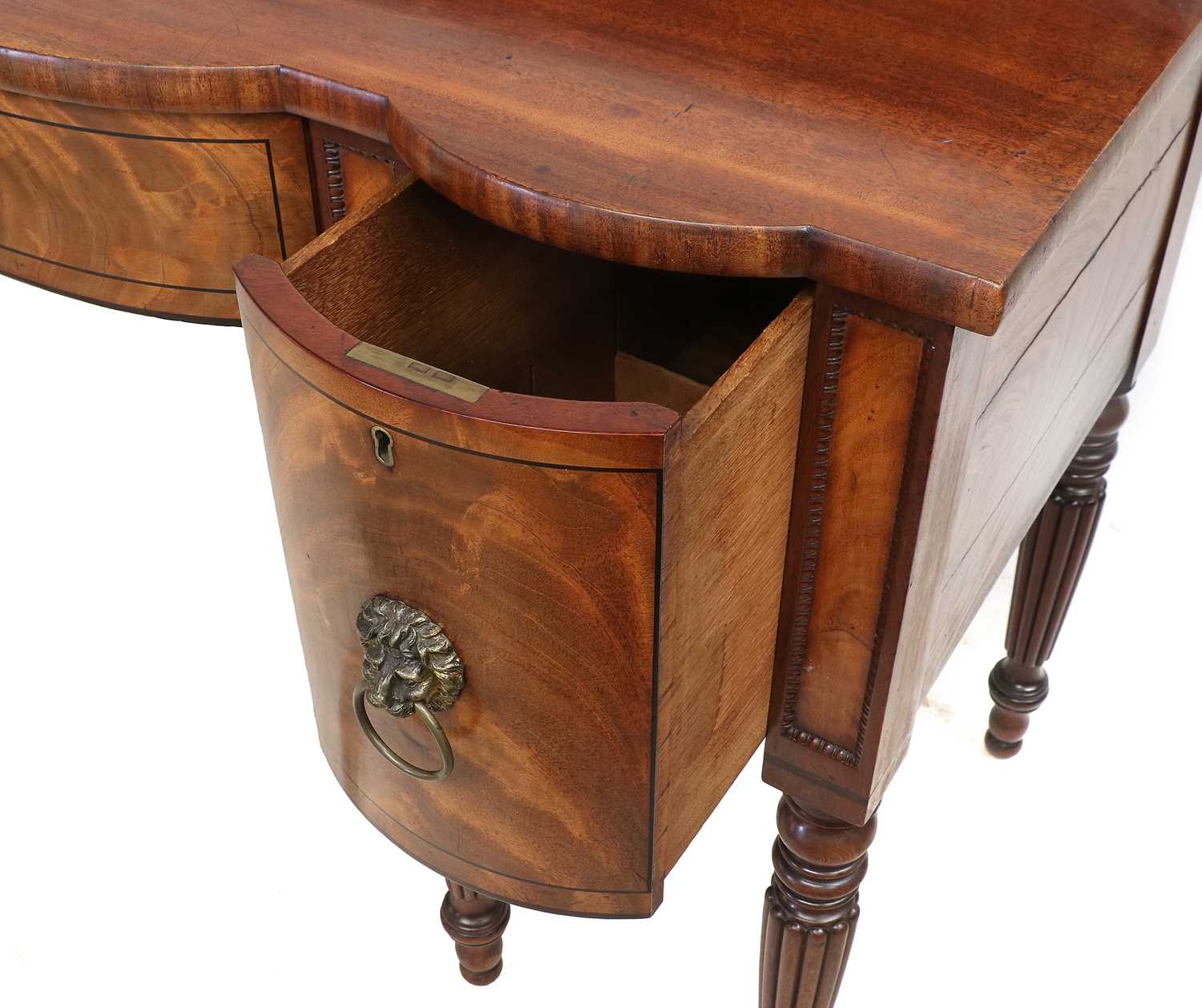 A Regency Mahogany and Ebony-Strung Bowfront Sideboard, in the manner of Gillows, early 19th - Image 2 of 3