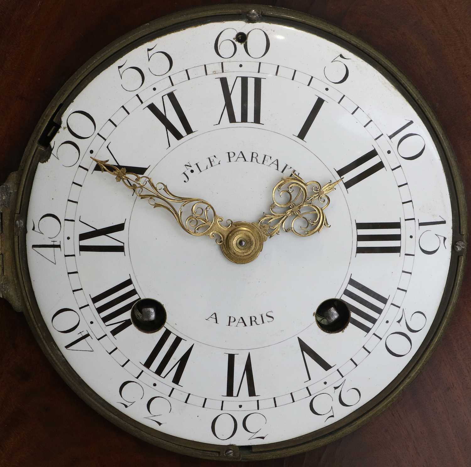 A Mahogany Striking Bracket Clock, signed Jn Le Parfait, A Paris, 19th Century, nicely figured - Image 3 of 6