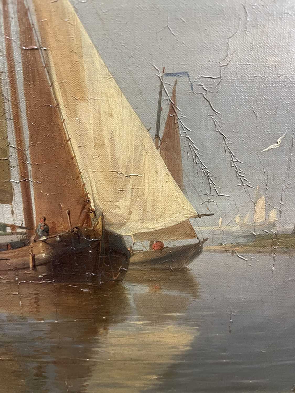 Hermanus Koekoek Snr. (1815-1882) Dutch Sailing and fishing boats in an estuary Signed, oil on - Bild 4 aus 9