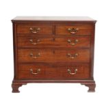 A George III Mahogany Straight-Front Chest of Drawers, circa 1800, with two short over three long