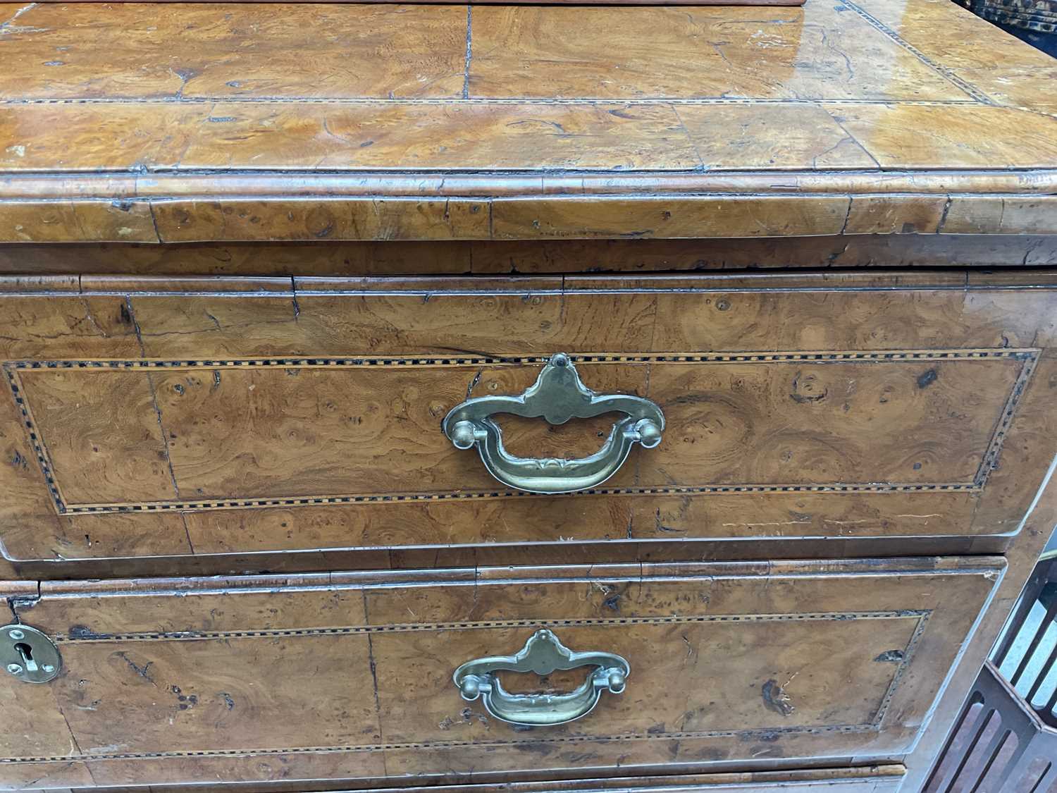 A George I Burr Walnut and Parquetry-Decorated Straight-Front Chest of Drawers, early 18th - Image 6 of 12