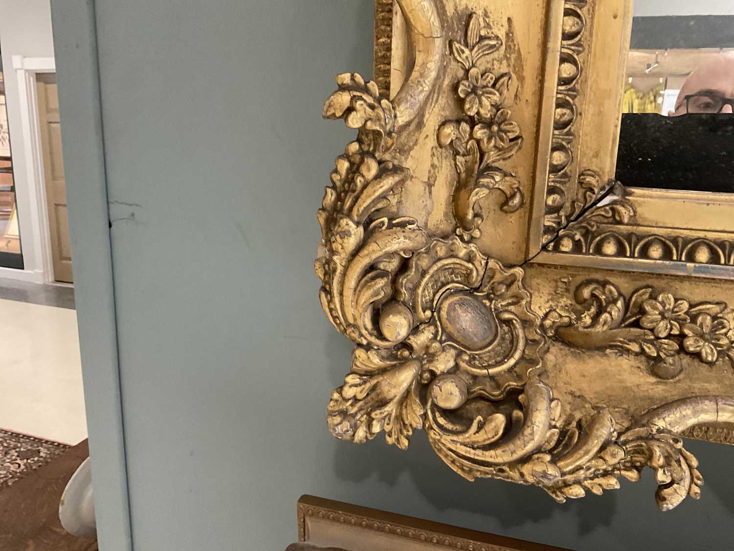 A Victorian Composition Picture Frame now as a Mirror, 3rd quarter 19th century, the later plain - Image 6 of 8