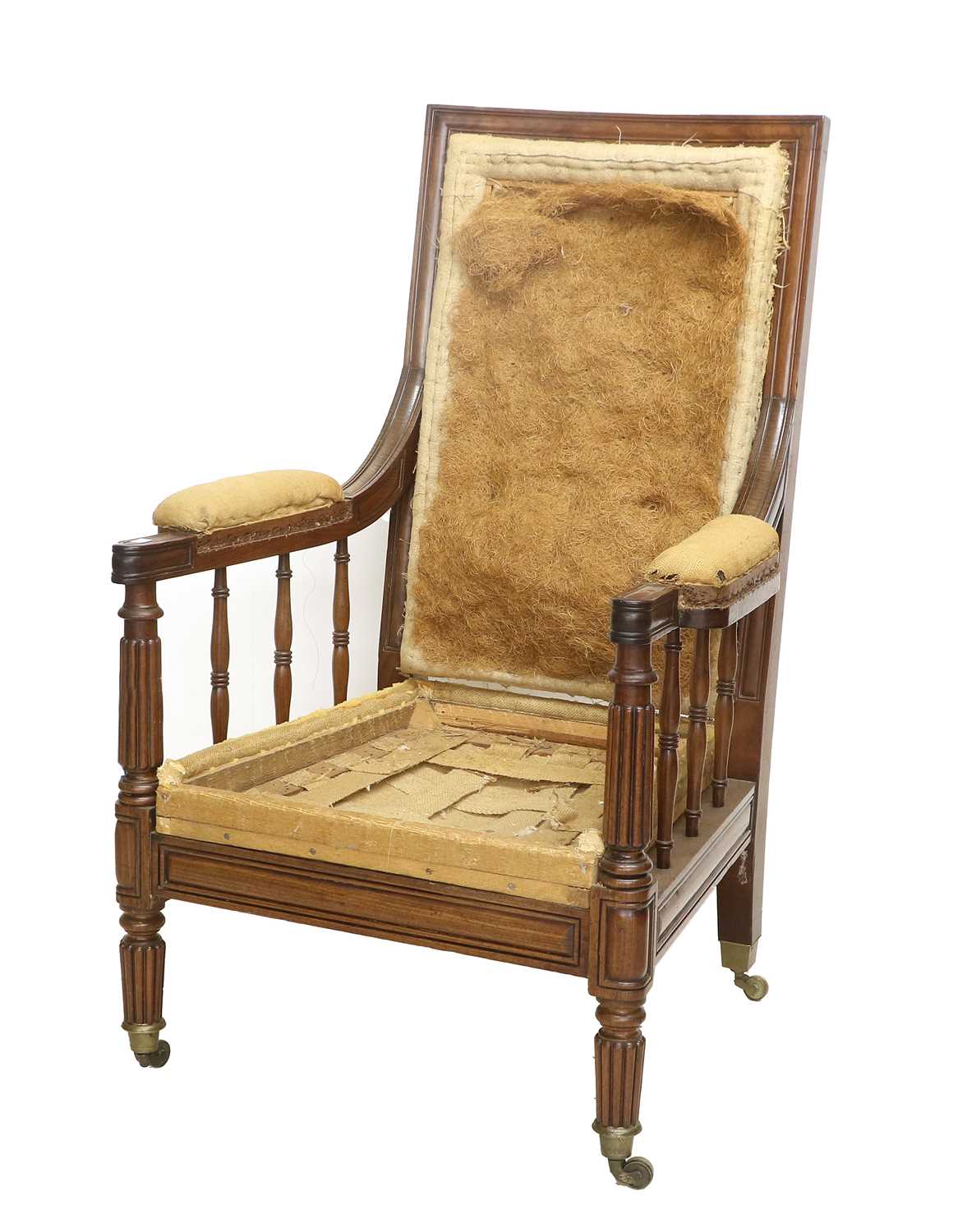 A George IV Mahogany Chair Frame, 2nd quarter 19th century, the moulded frame above a horsehair back