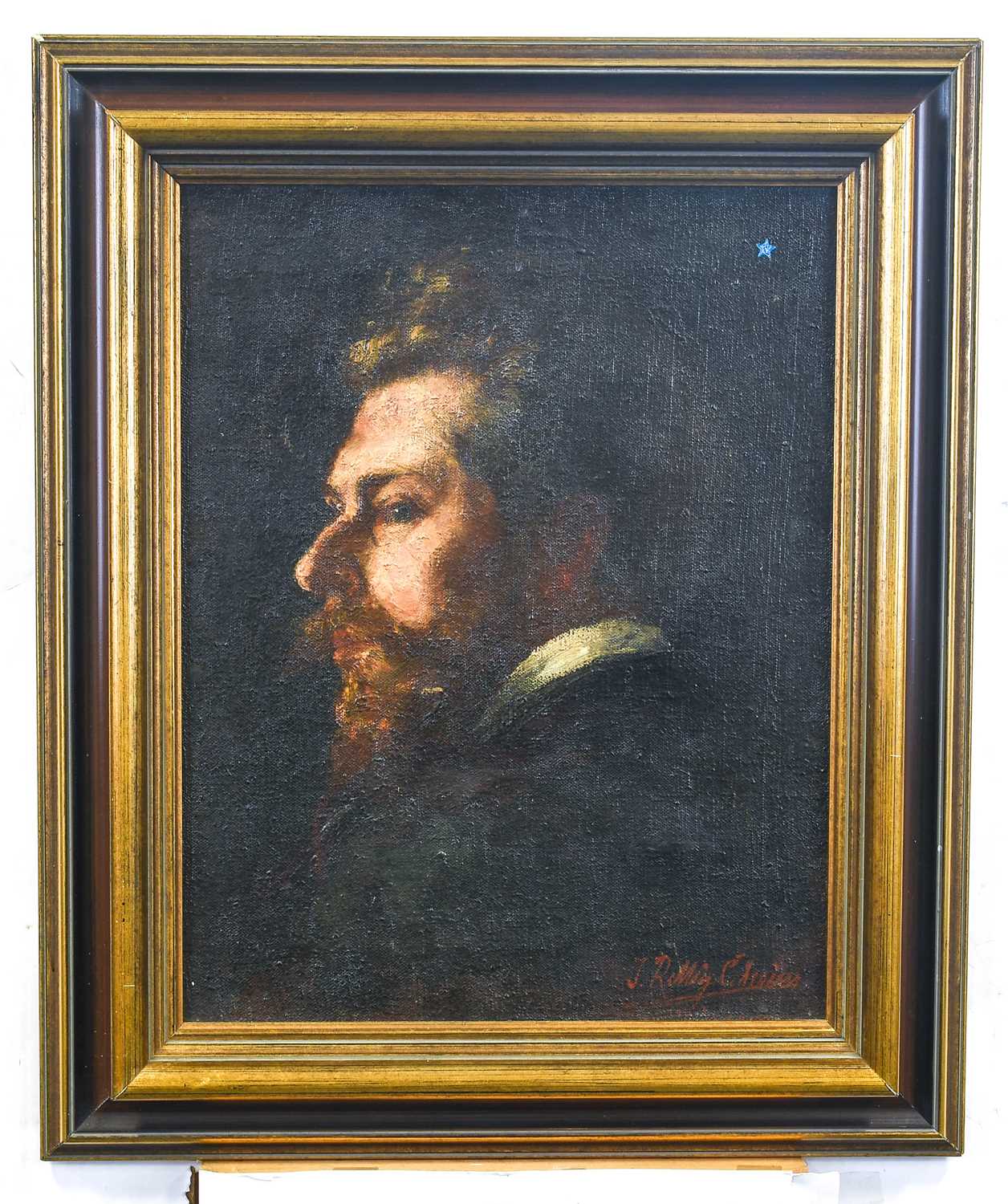 Continental School (Later 19th Century) Portrait of a man, head and shoulders Indistinctly signed, - Bild 2 aus 3