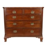 A George III Mahogany and Oak-Lined Straight-Front Chest of Drawers, early 19th century, with two