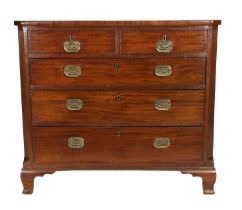 A George III Mahogany and Oak-Lined Straight-Front Chest of Drawers, early 19th century, with two