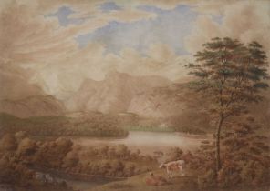 William Green (1760-1823) "Windermere with Langdale Pikes" Watercolour, together with a further