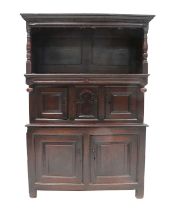 An Early 18th Century Oak Tridarn, the moulded canopy above baluster-turned supports and a