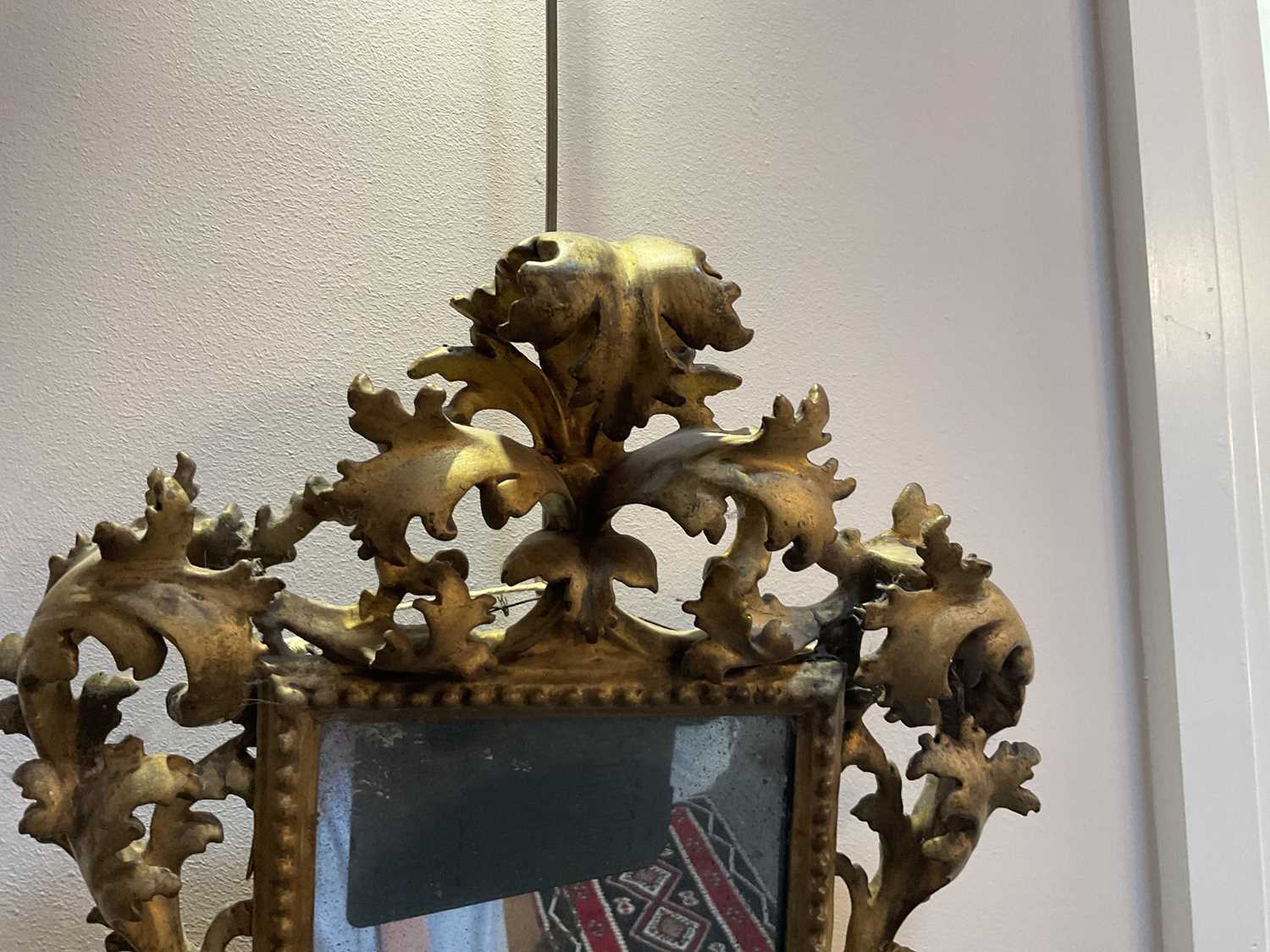 A 19th Century Florentine Carved Giltwood Wall Mirror, the original mercury plain mirror plate - Bild 6 aus 6