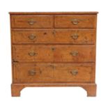 A George I Burr Walnut and Parquetry-Decorated Straight-Front Chest of Drawers, early 18th