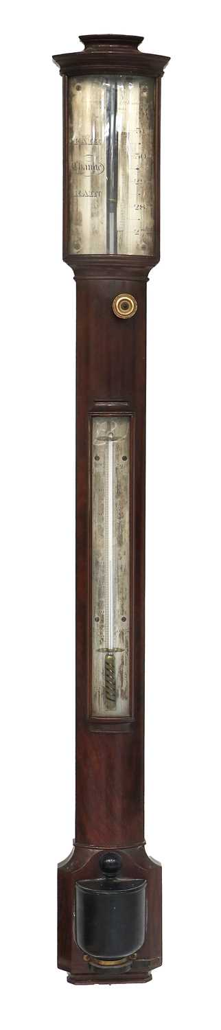 A Mahogany Bow Fronted Stick Barometer, Signed J.Newman 122 Regent Street, London, Circa 1820,